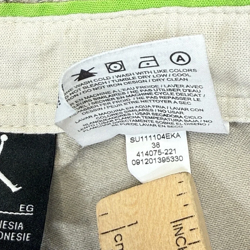 Nike Air Jordan Cargo Shorts Mens 38 Khaki Tan Green Dots Retro‎ Pockets